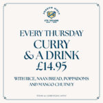 Curry and a drink every £14.95 Thursday